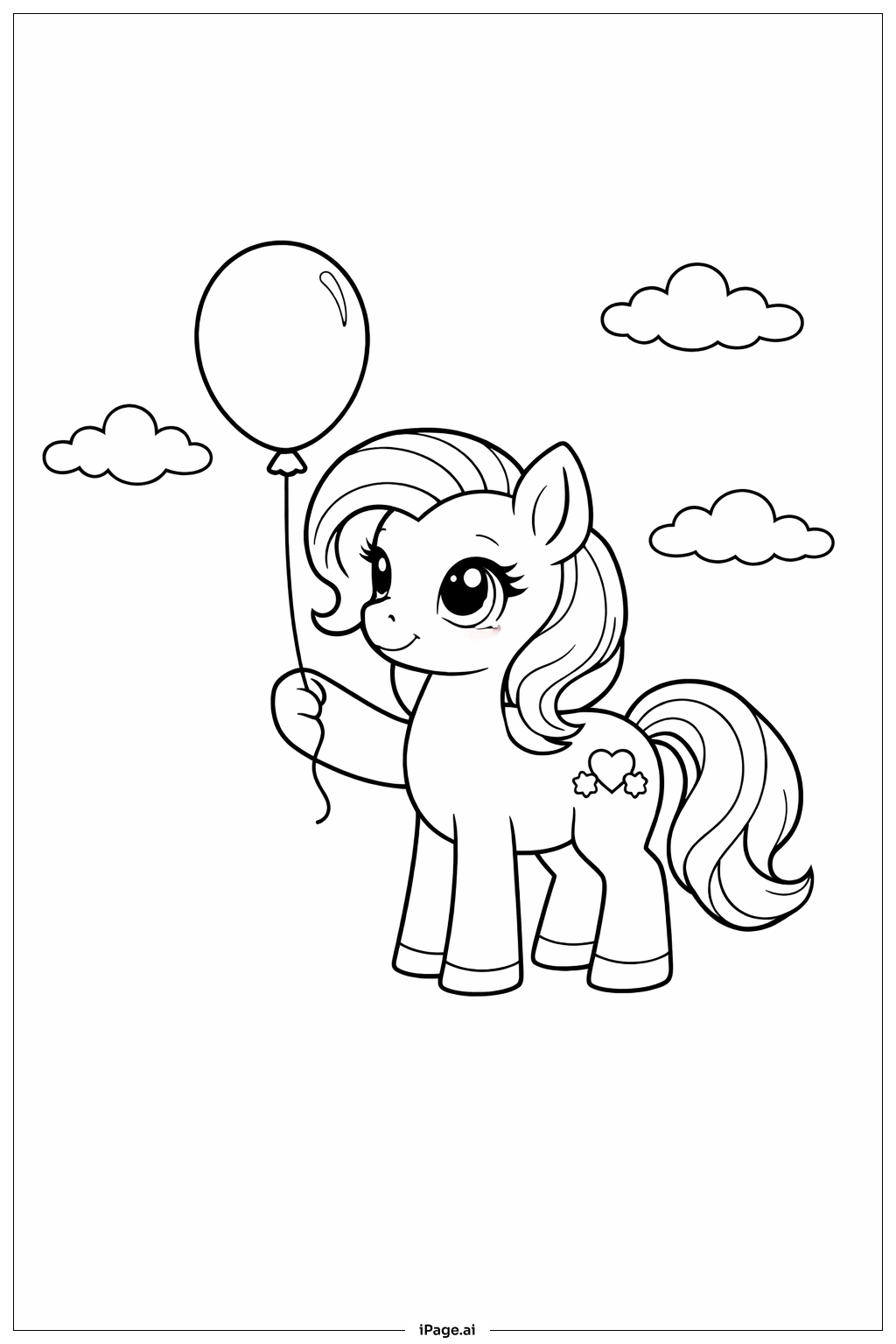 Page de coloriage Mon Petit Poney avec un Ballon