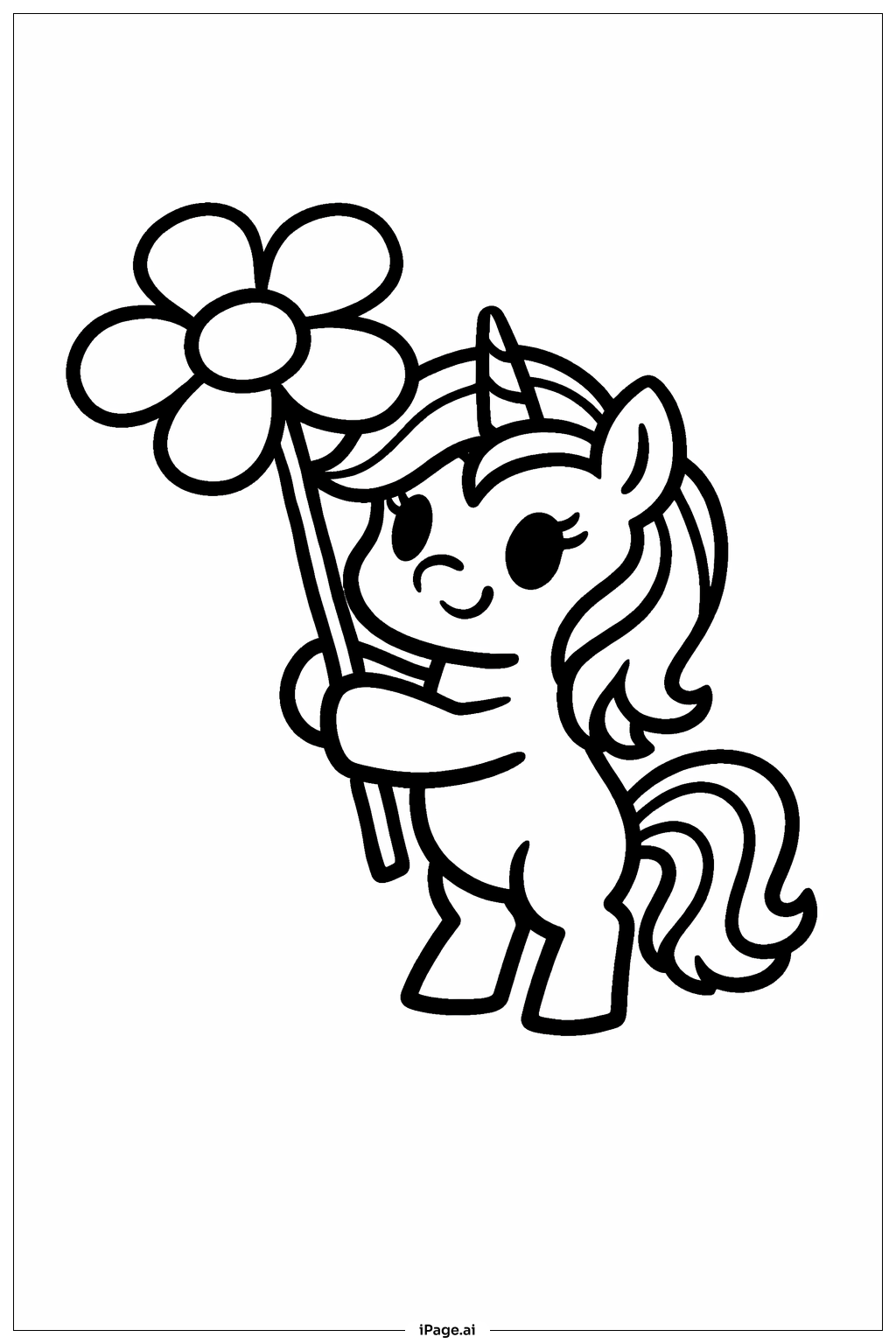 Page de coloriage Mon Petit Poney avec une Fleur