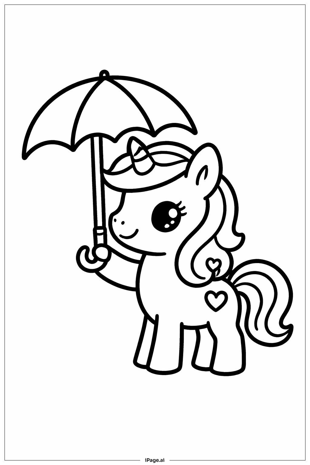 Page de coloriage Mon Petit Poney avec un Parapluie