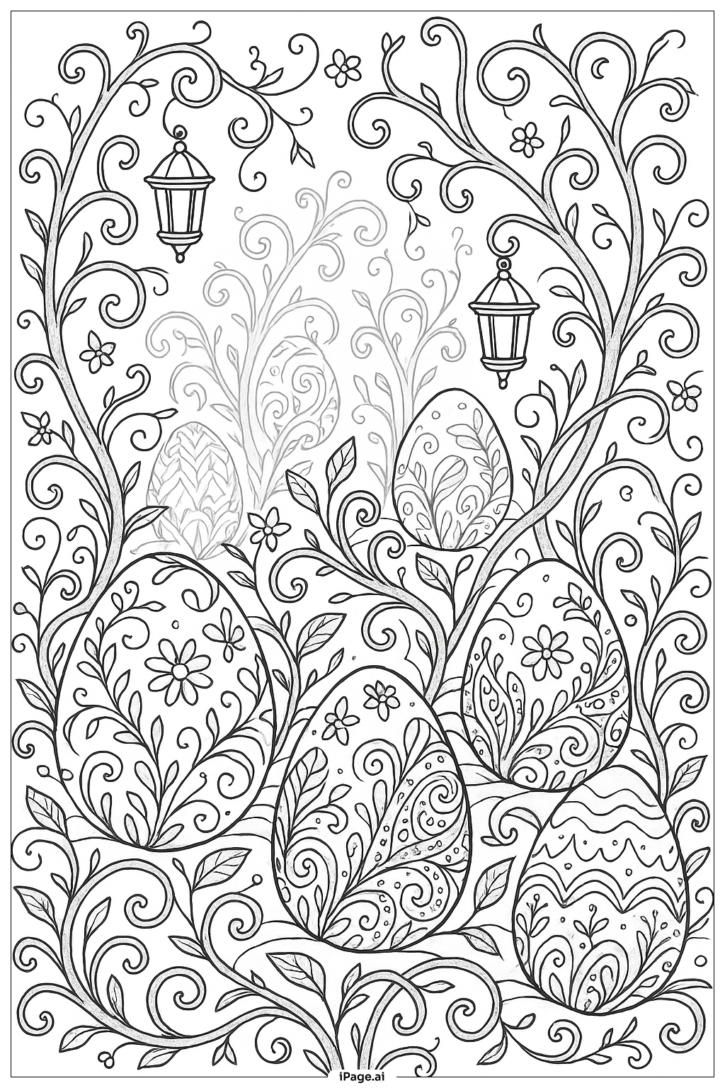 Mystical Egg Garden Coloring Page
