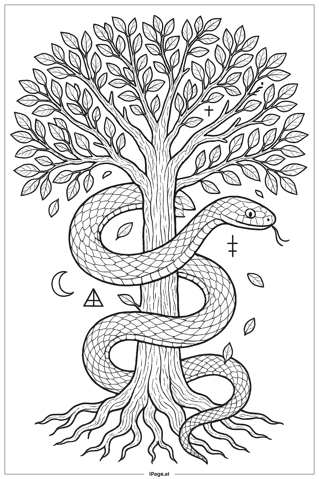  Trang tô màu Rắn Thần Quấn Quanh Cây 