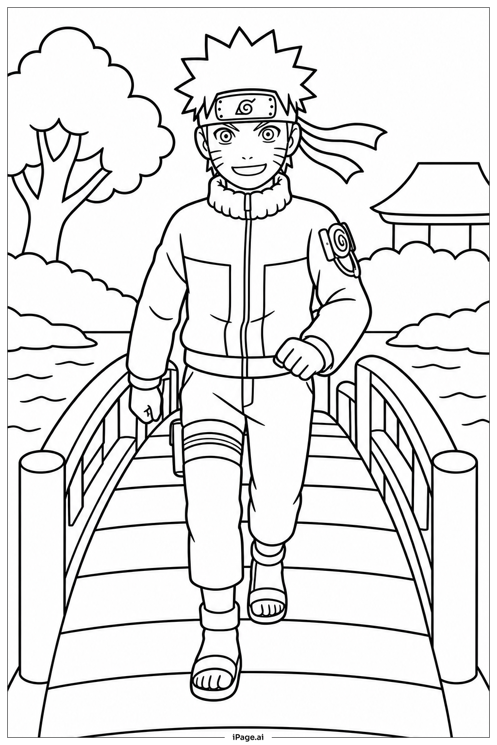 橋の上のナルトの塗り絵ページ