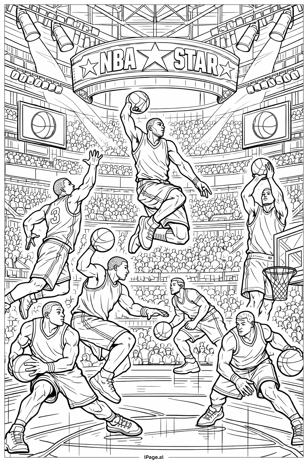 NBAオールスターショーケースの塗り絵ページ