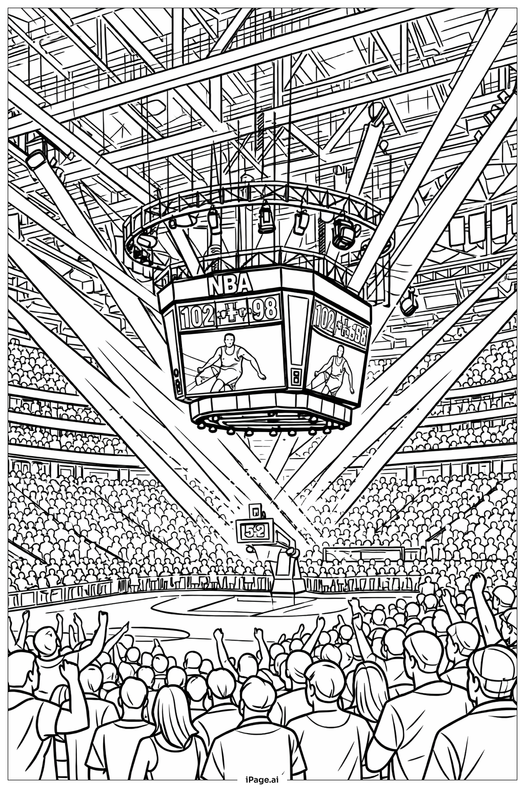  NBA 球馆灯光秀填色页 
