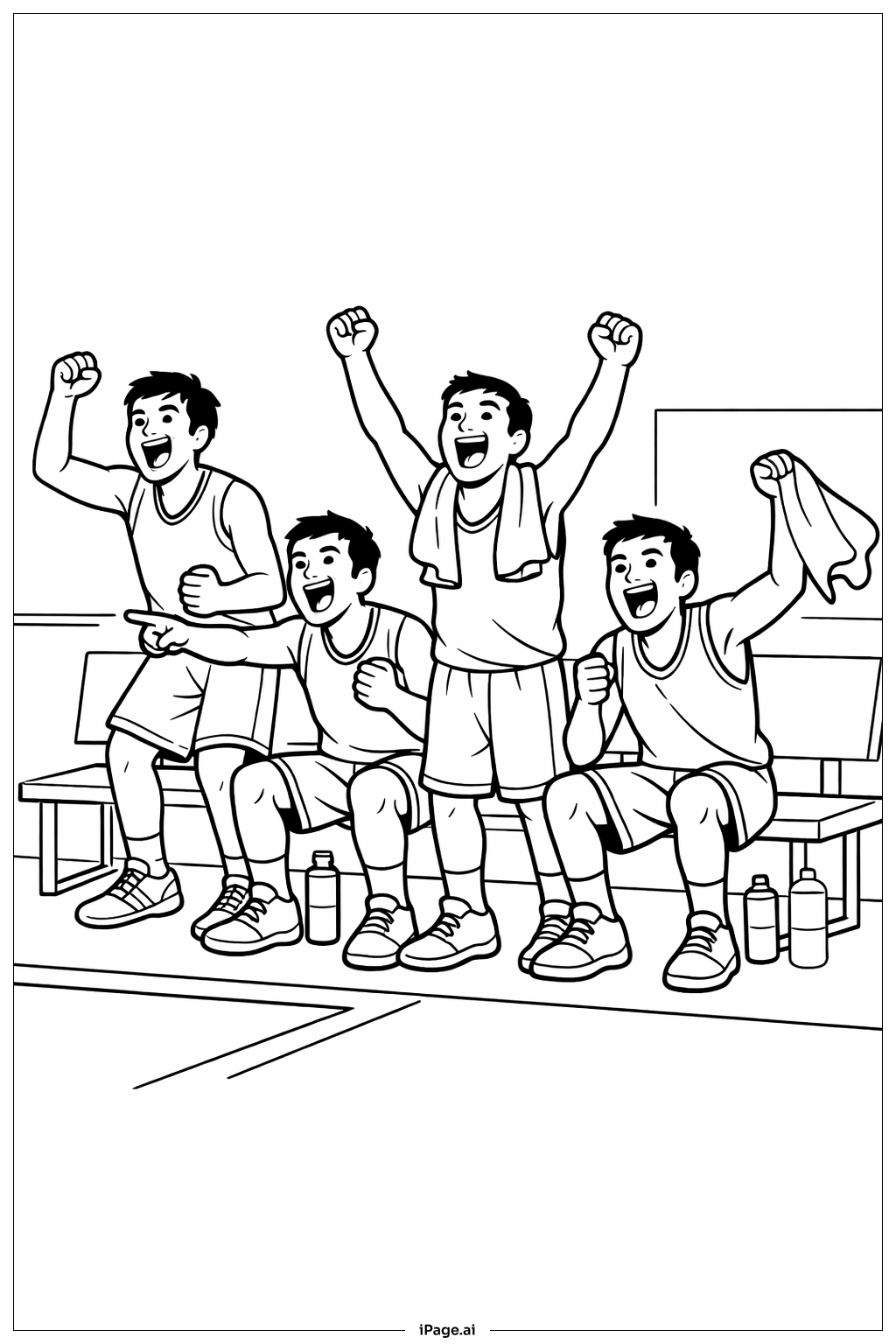 NBAベンチプレイヤーの応援の塗り絵ページ