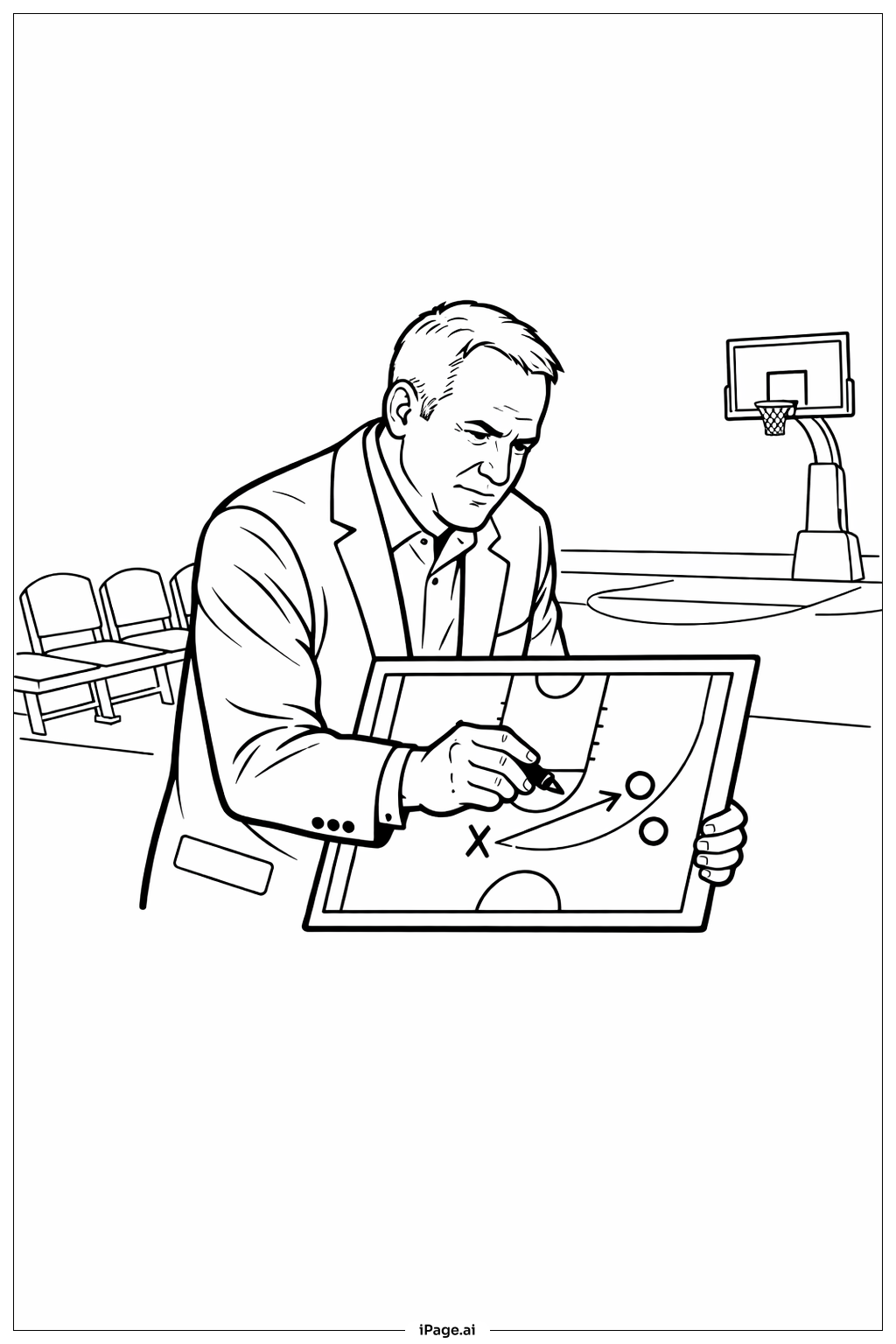  Página para colorir de Quadro de Estratégia do Técnico da NBA 