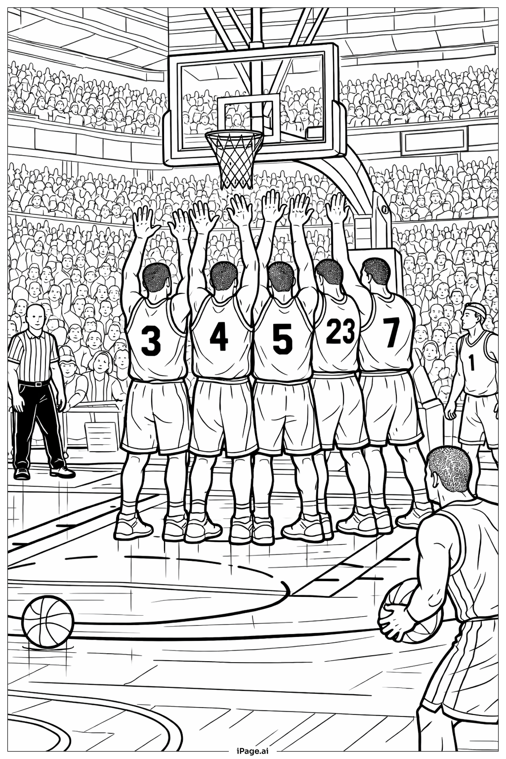  NBA防守墙阵型填色页 