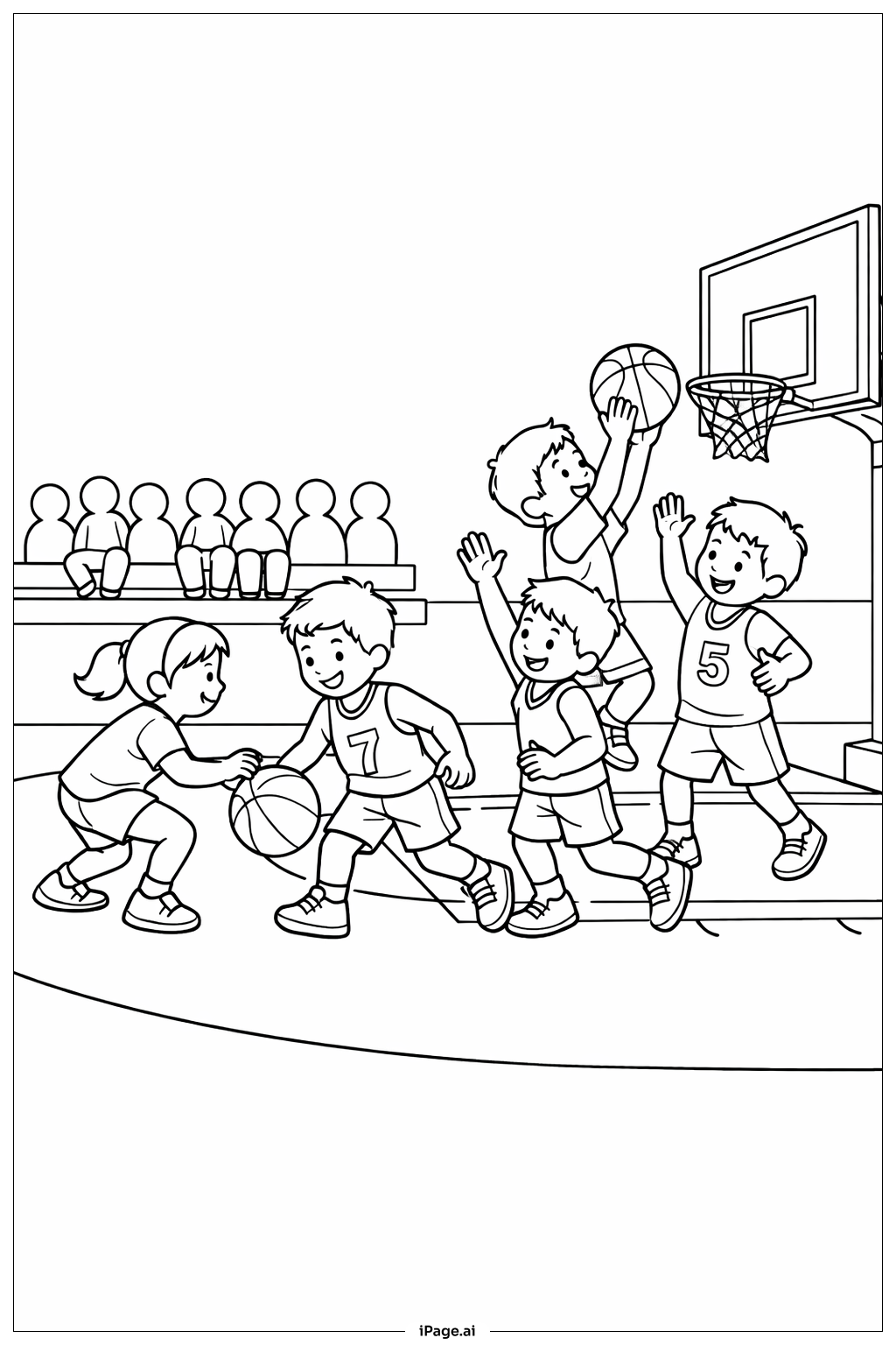  Page de coloriage Jeu d'entraînement pour enfants NBA 