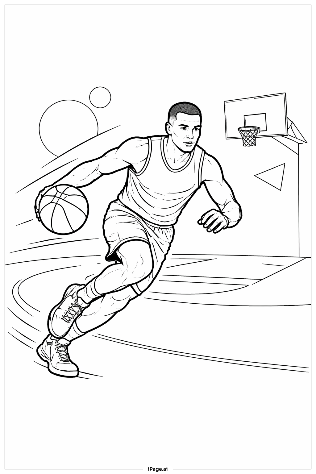 NBA球员快速运球填色页