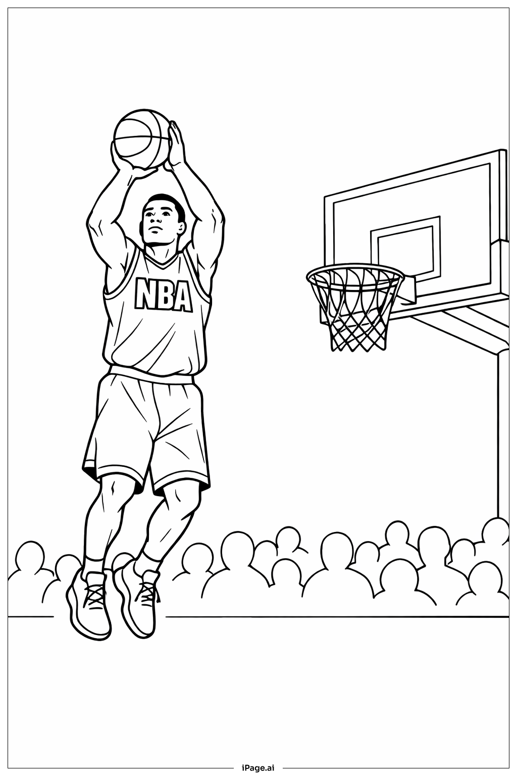  Page de coloriage Tir en suspension d'un joueur NBA 