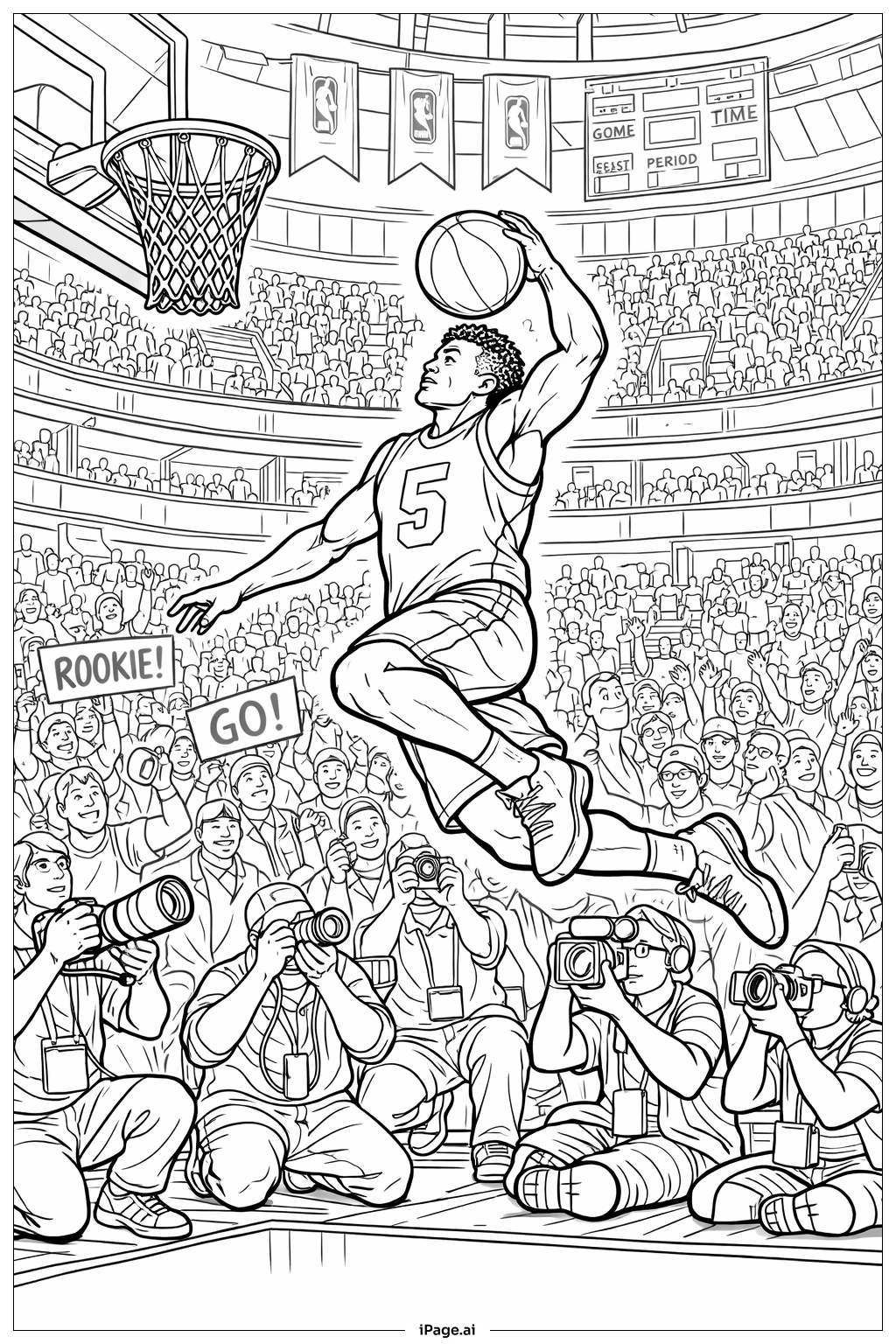  Página para colorear de Momento Destacado de Novato en la NBA 