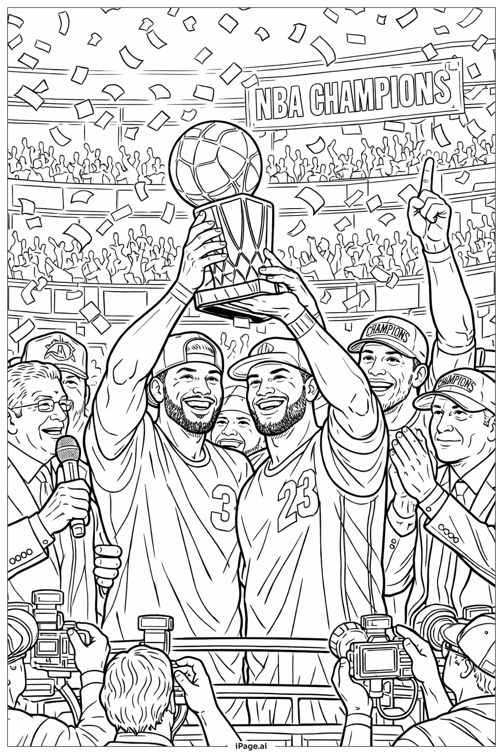  NBA Meisterschaftstrophäenübergabe Ausmalseite 