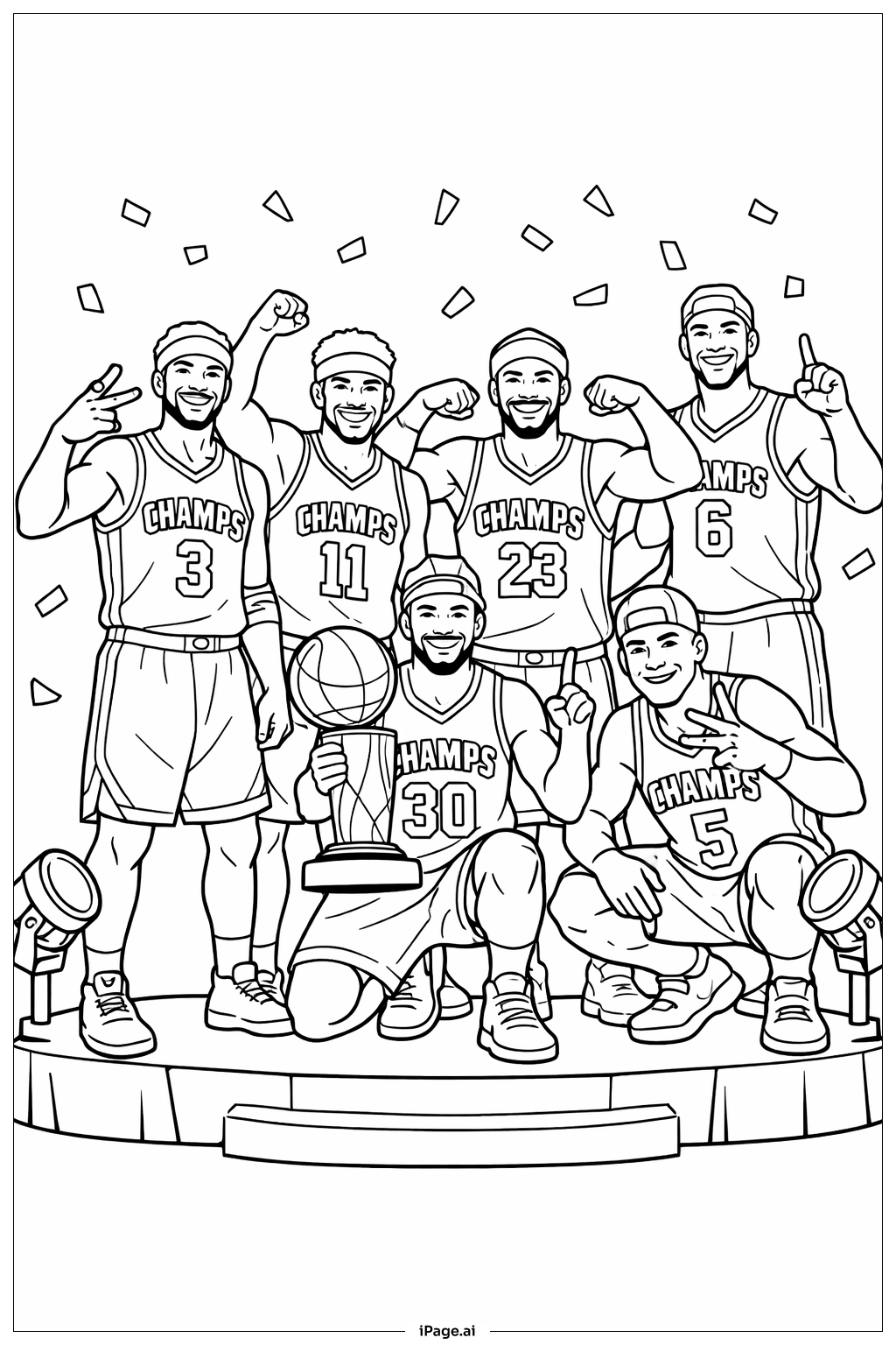 Página para colorear de Equipo de Pose de Victoria NBA