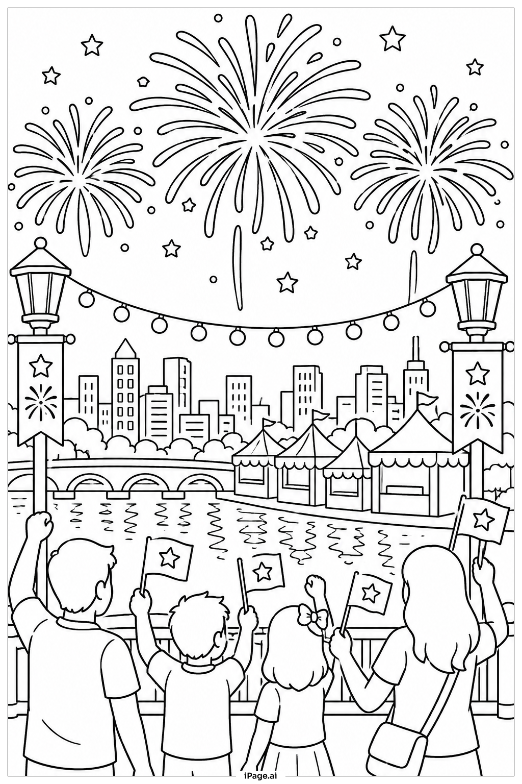  Night Festival Firework Display Coloring Page 