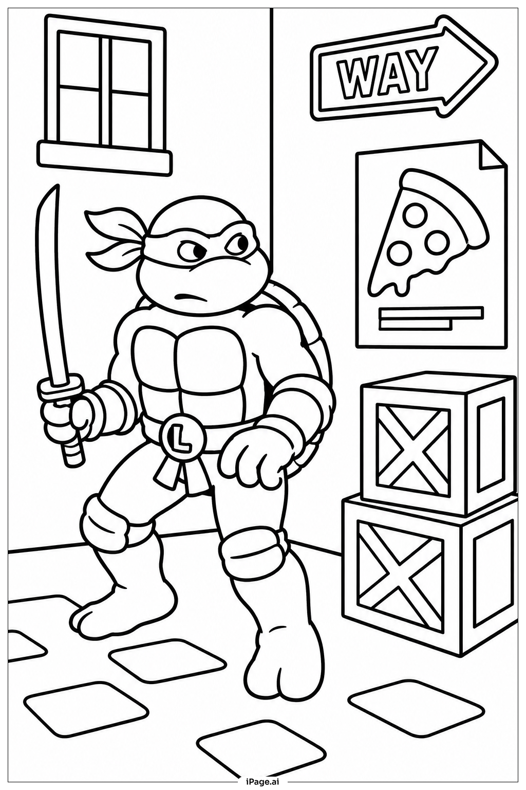  Ninja Turtles Exploring Coloring Page 
