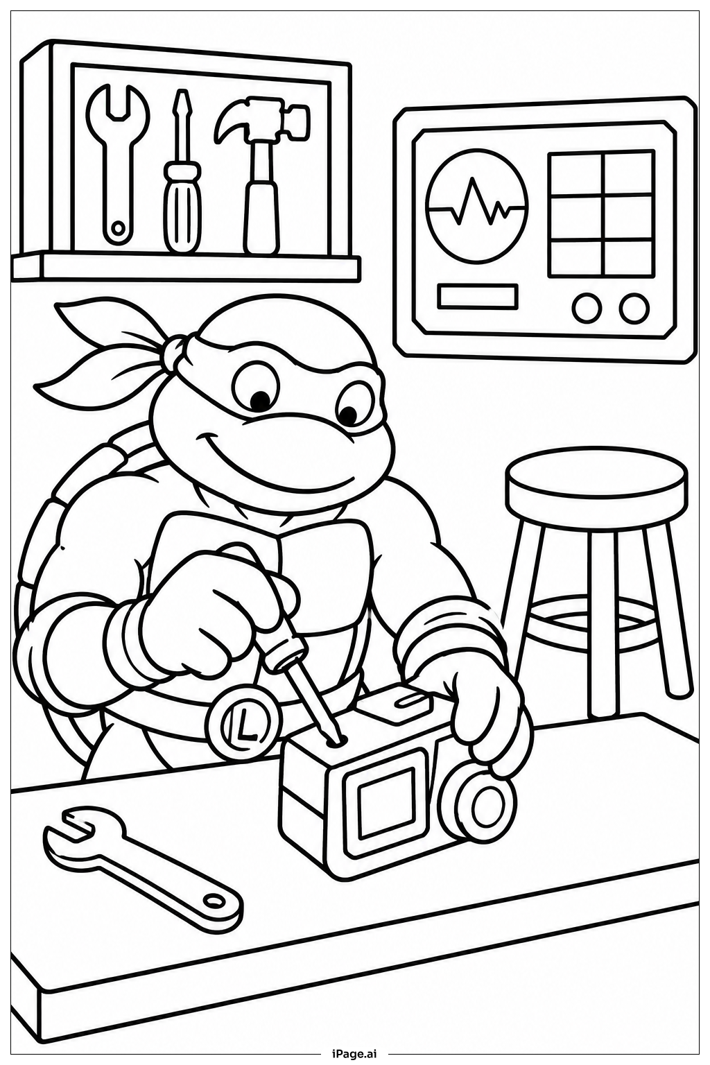  Ninja Turtles Gadget Table Coloring Page 