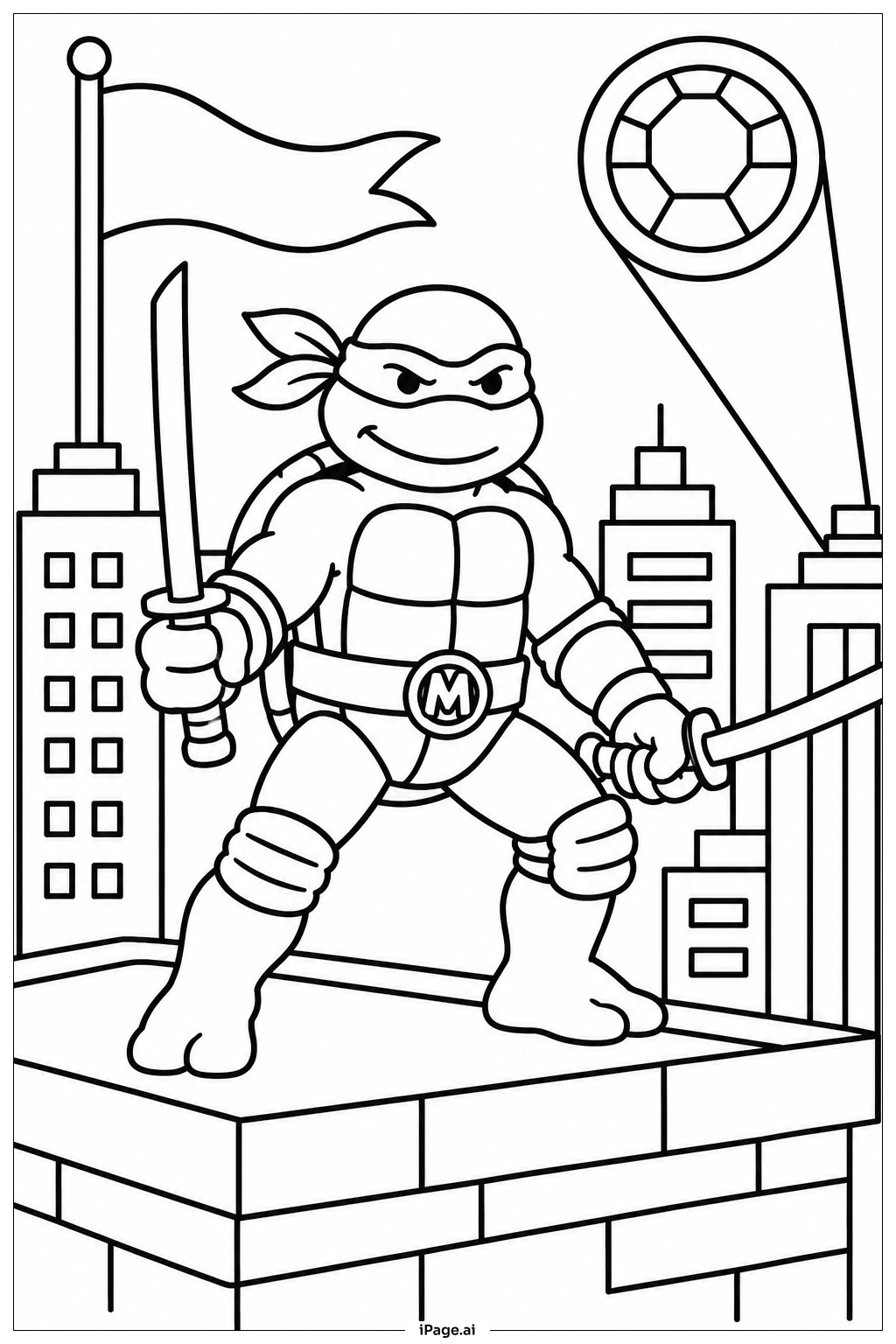  Ninja Turtles Hero Pose Coloring Page 