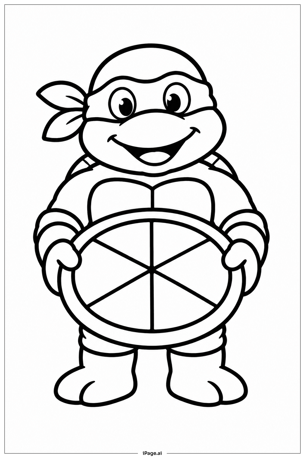 Trang tô màu Ninja Turtles Holding Pizza