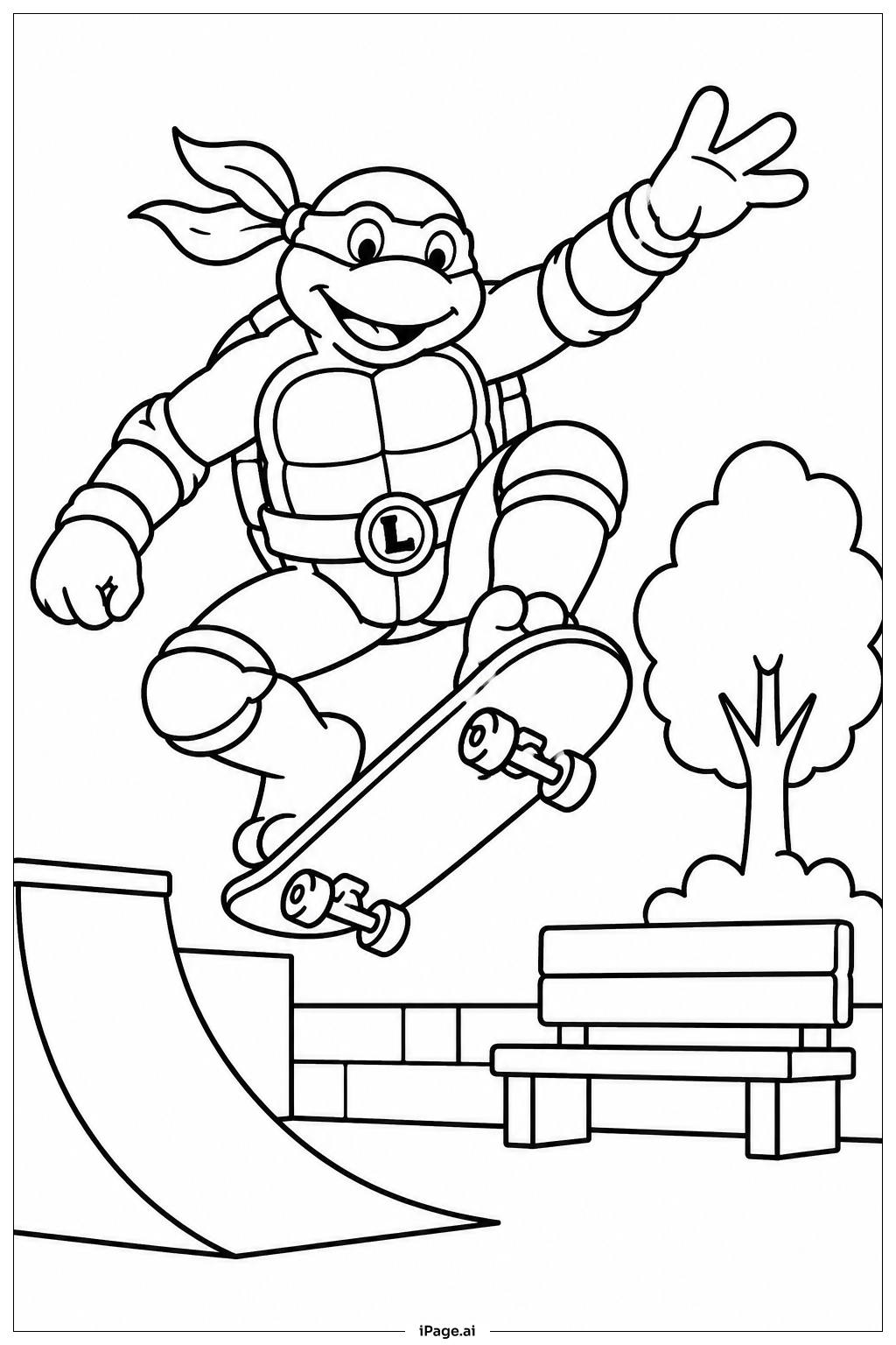  Ninja Turtles On Skateboard Coloring Page 