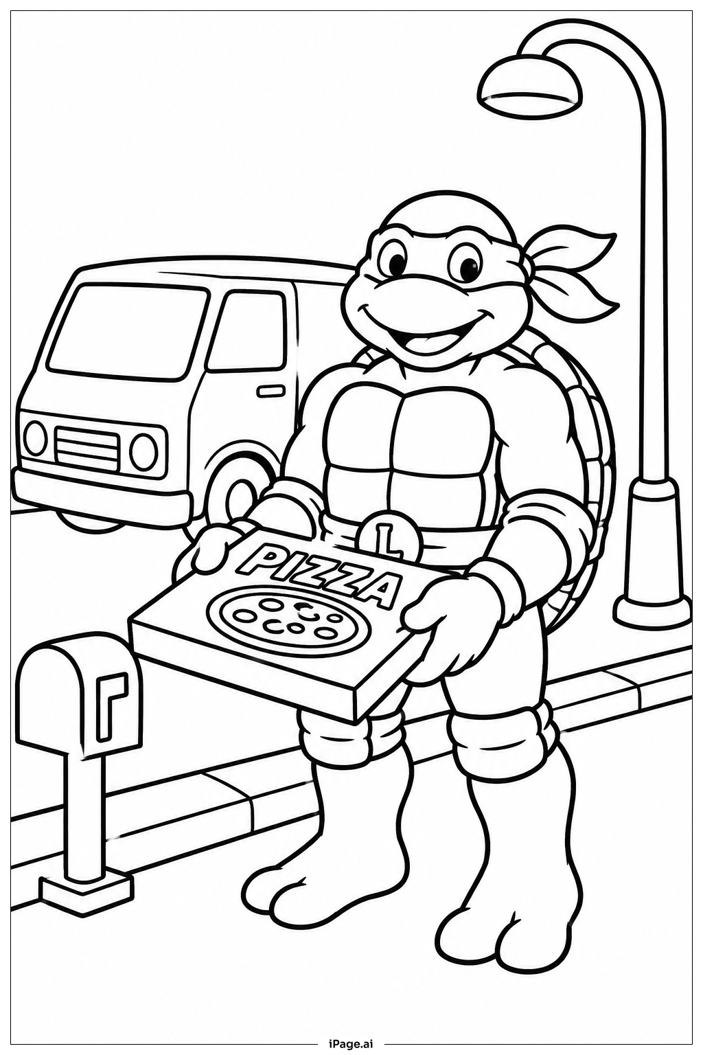  Ninja Turtles Pizza Delivery Coloring Page 