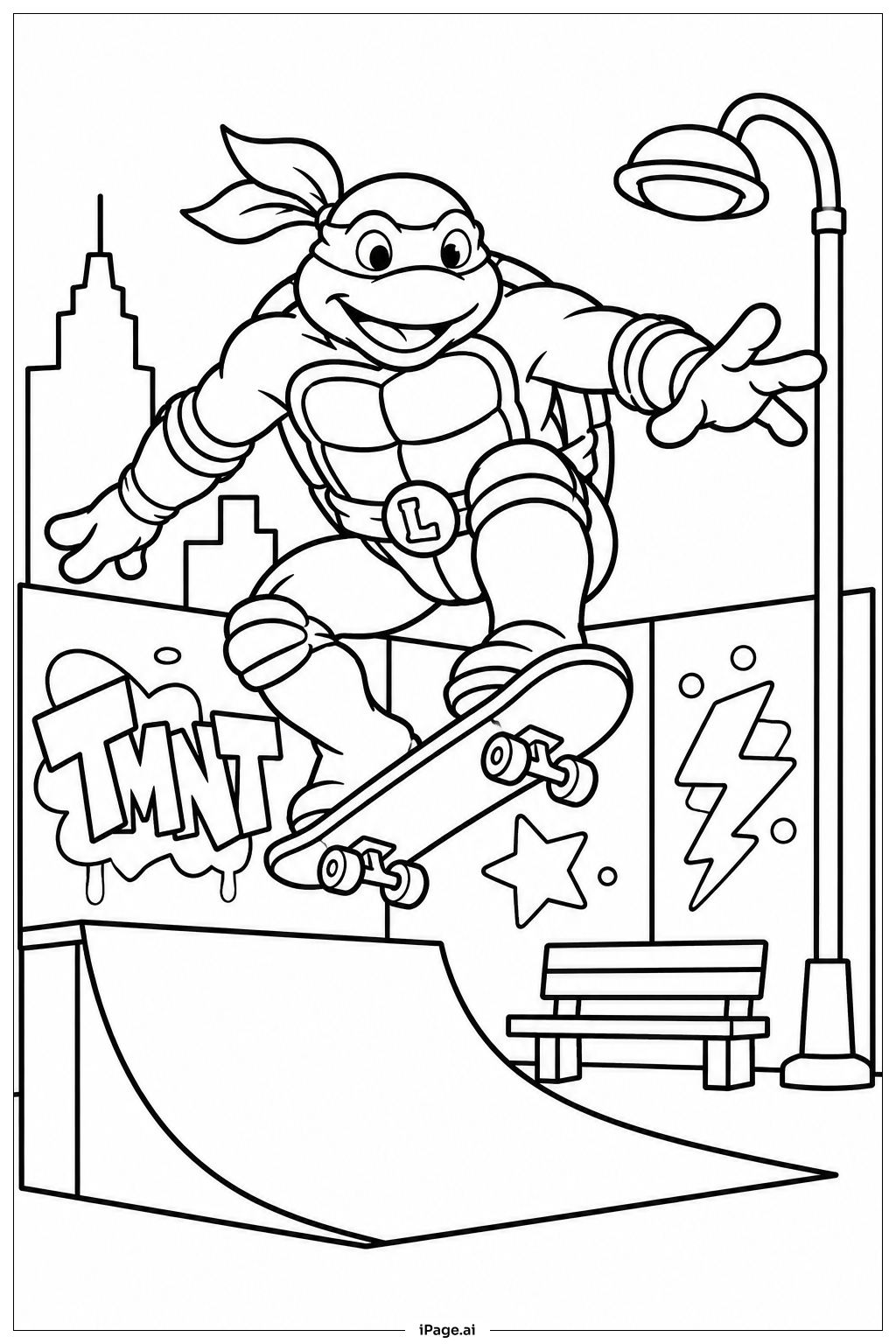 Ninja Turtles Skate Park 색칠공부 페이지