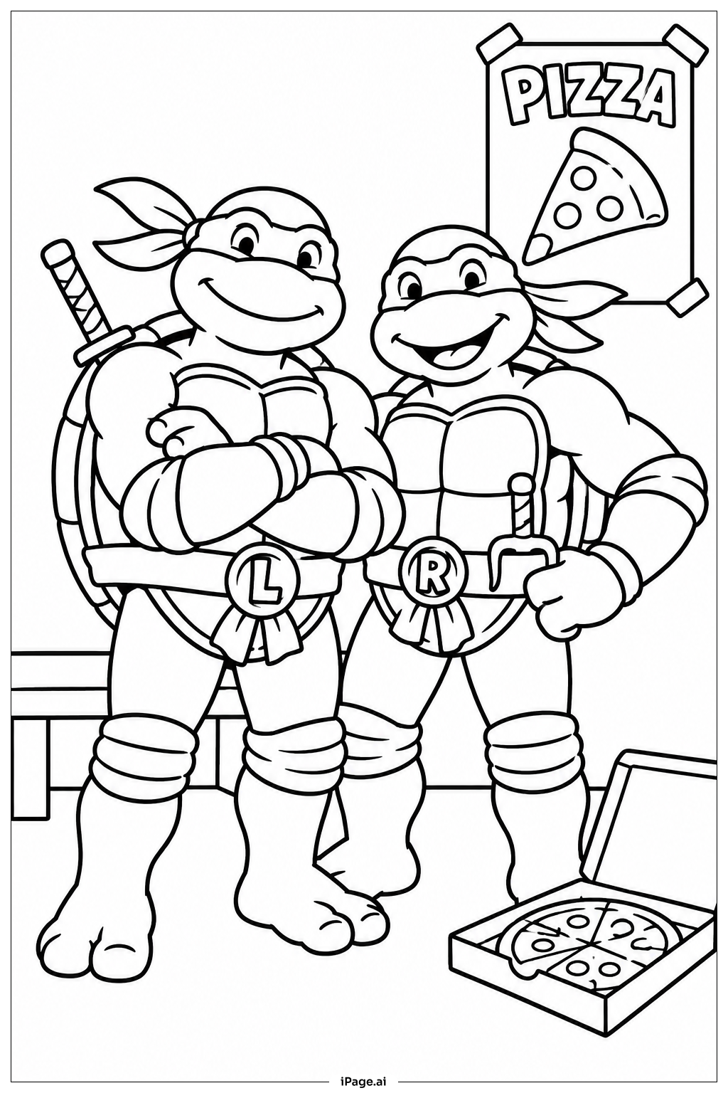  Ninja Turtles Team Huddle Coloring Page 