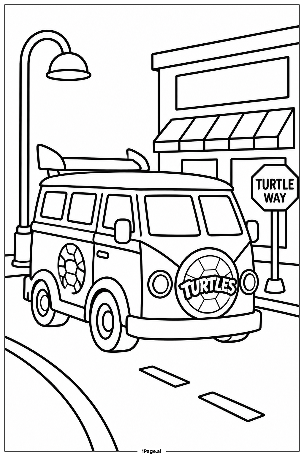  Ninja Turtles Turtle Van Coloring Page 