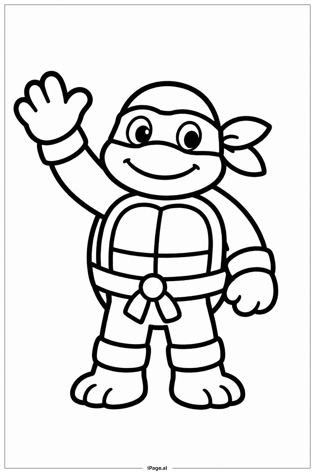 Trang tô màu Ninja Turtles Vẫy Tay