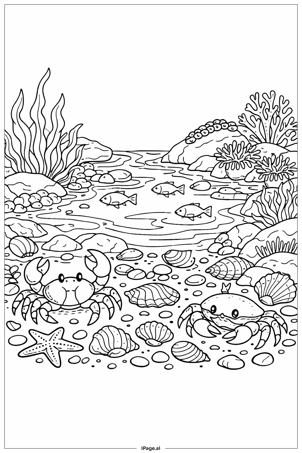 海洋忙碌潮池著色頁