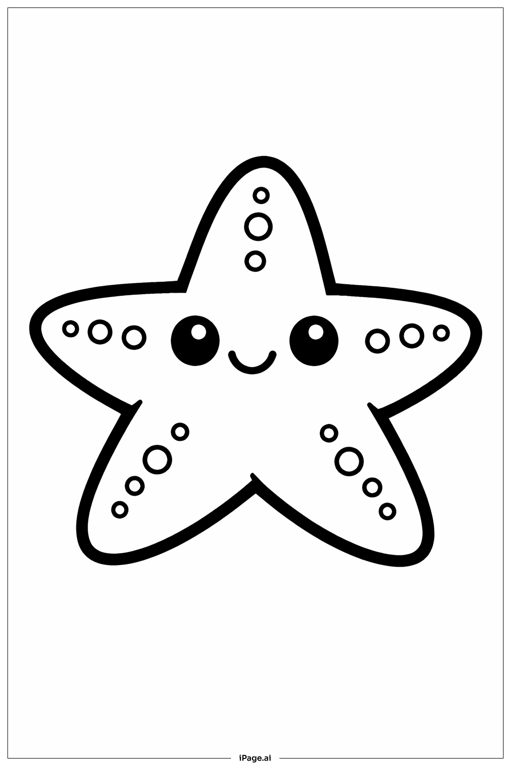  Página para colorear de Estrella de mar linda del océano 