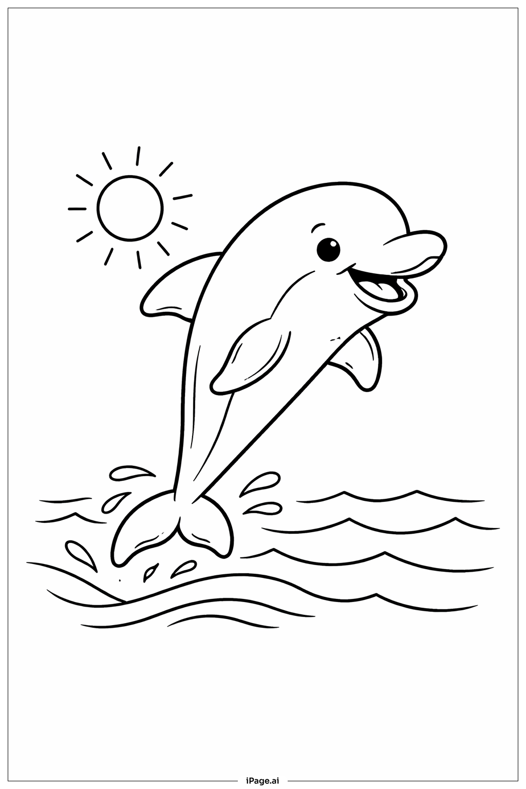  Página para colorear de Delfín del Océano Saltando 