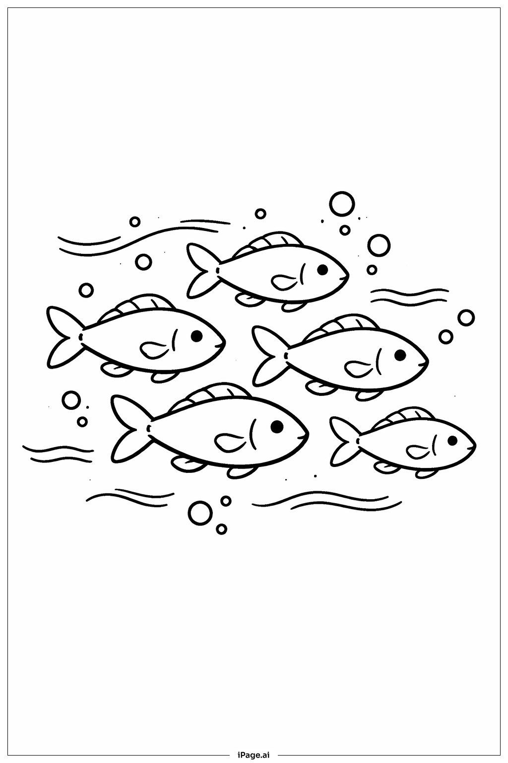  Página para colorear de Banco de Peces del Océano 