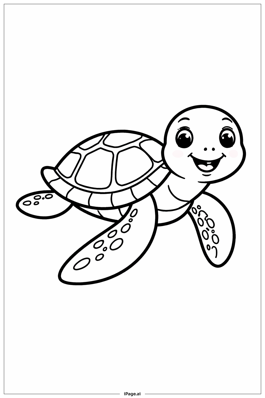  Página para colorear de Tortuga Feliz del Océano 