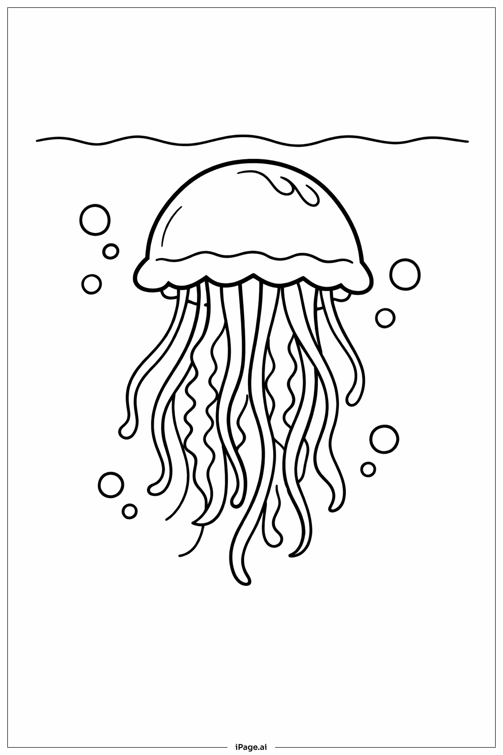  Página para colorear de Medusa Flotante en el Océano 