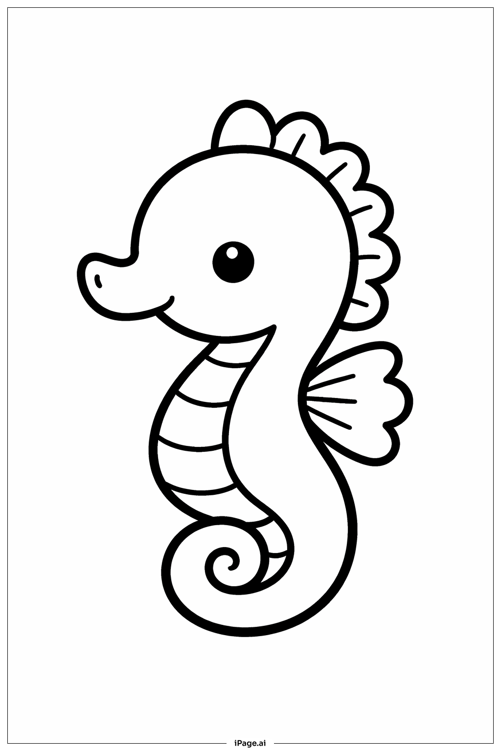  Página para colorear de Pequeño Caballito de Mar del Océano 