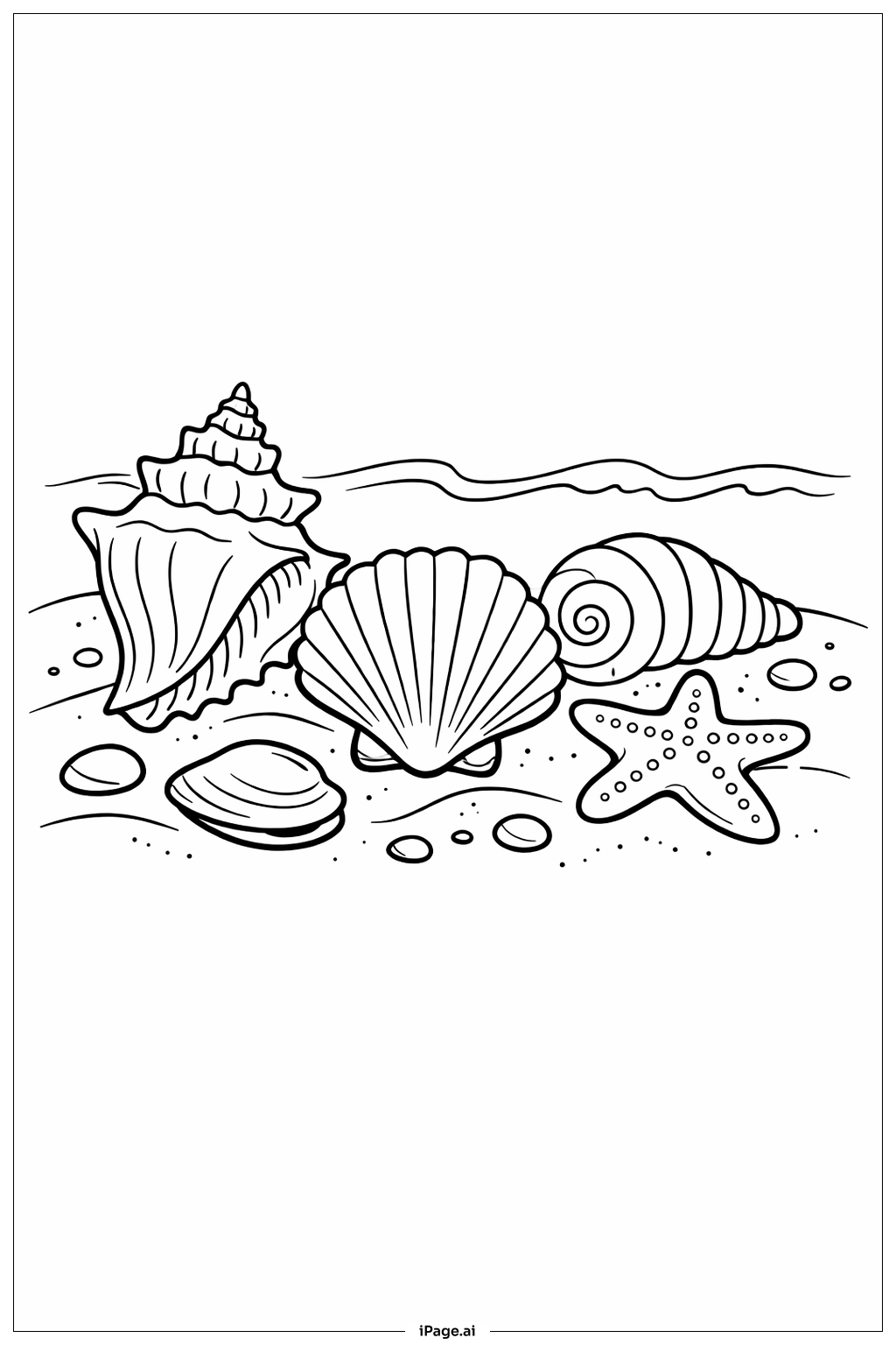  Página para colorear de Colección de Conchas Marinas del Océano 