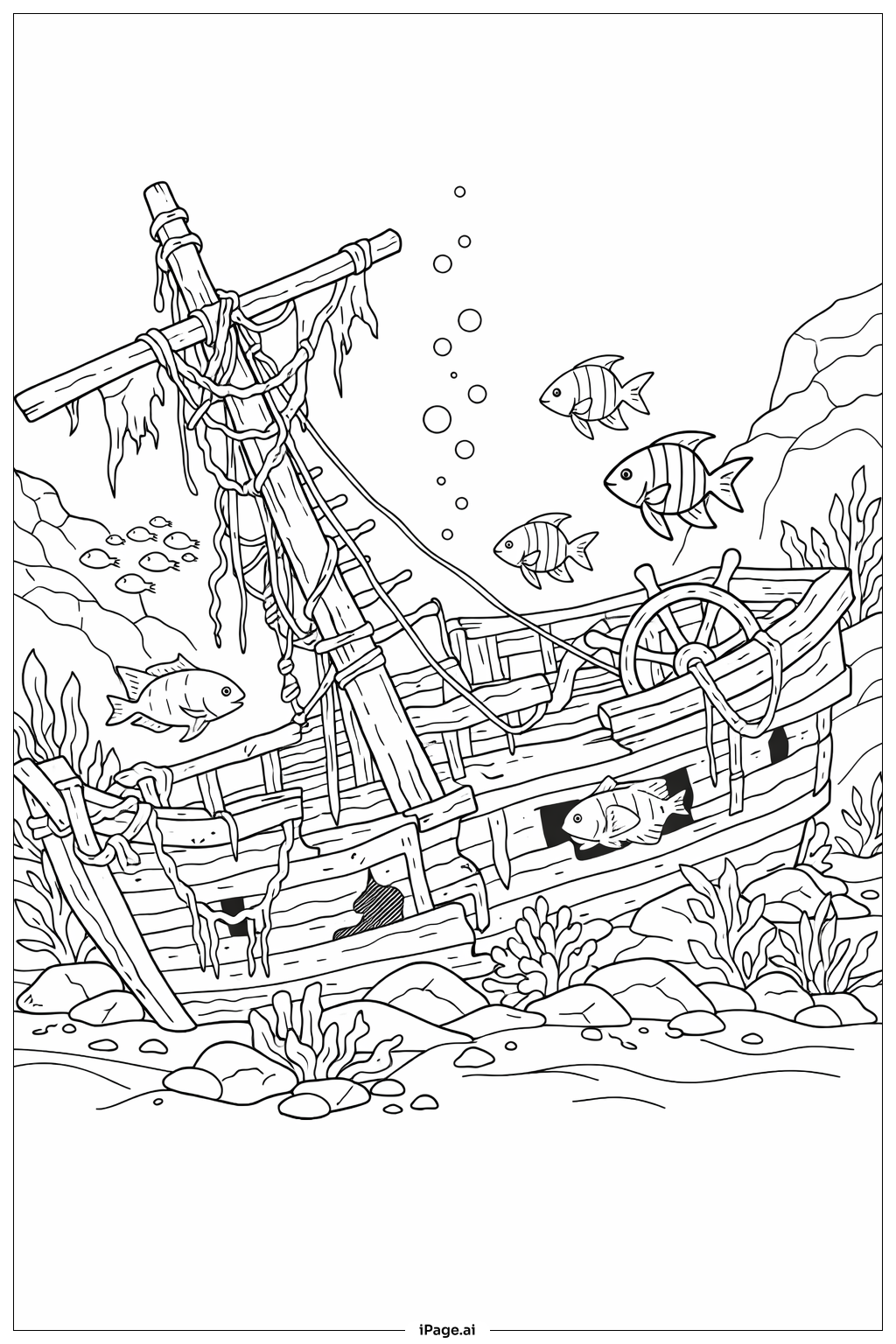 Naufragio oceánico con peces