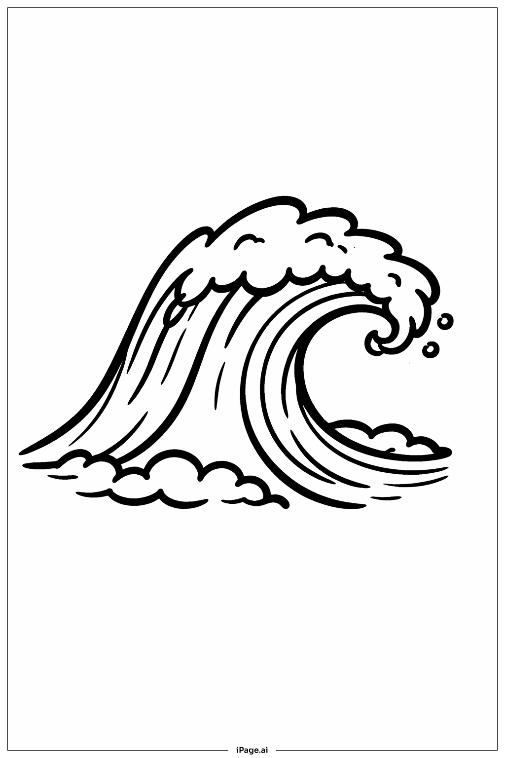  Página para colorear de Ola Simple del Océano 