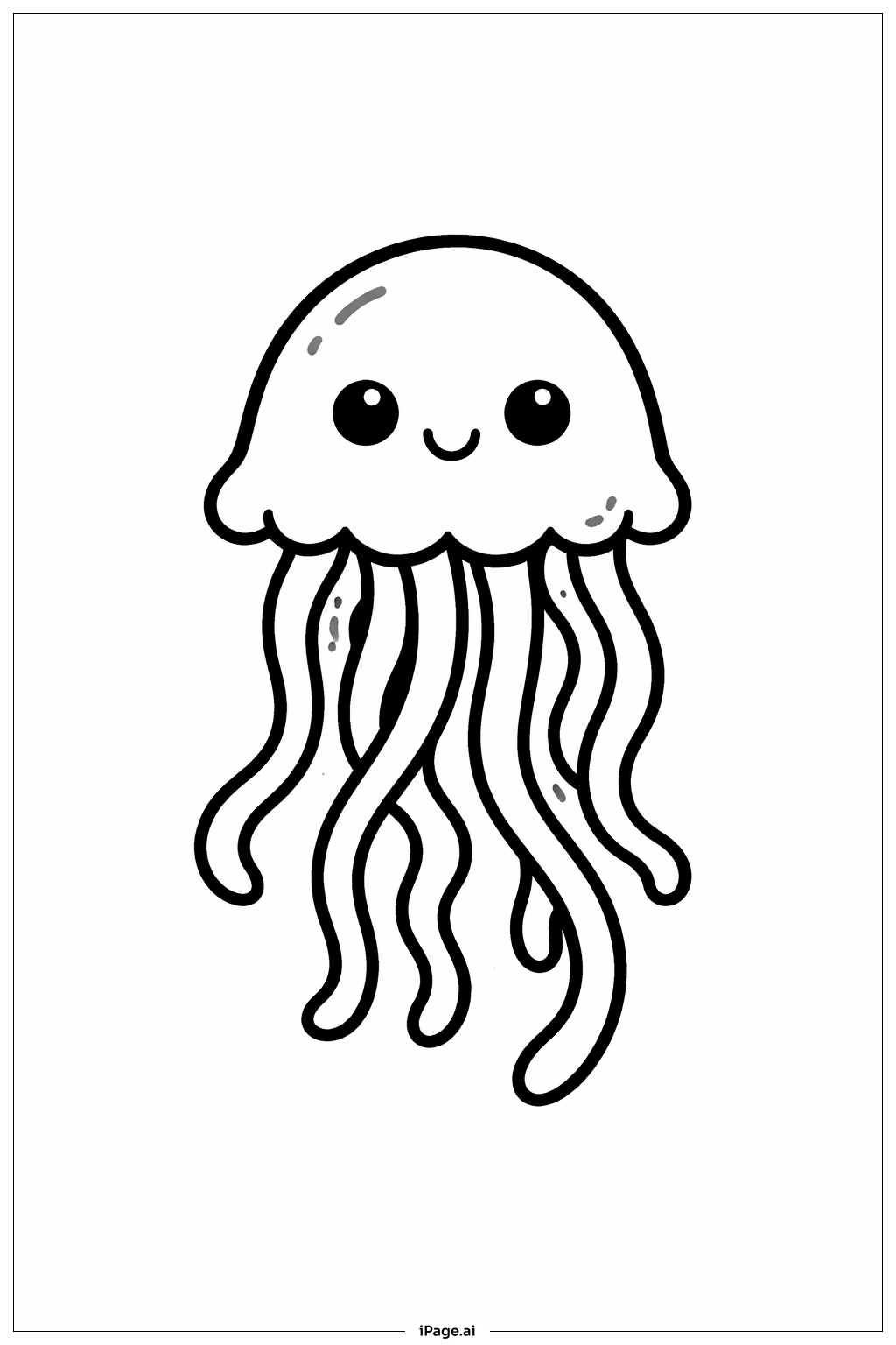  Página para colorear de Pequeña medusa del océano 