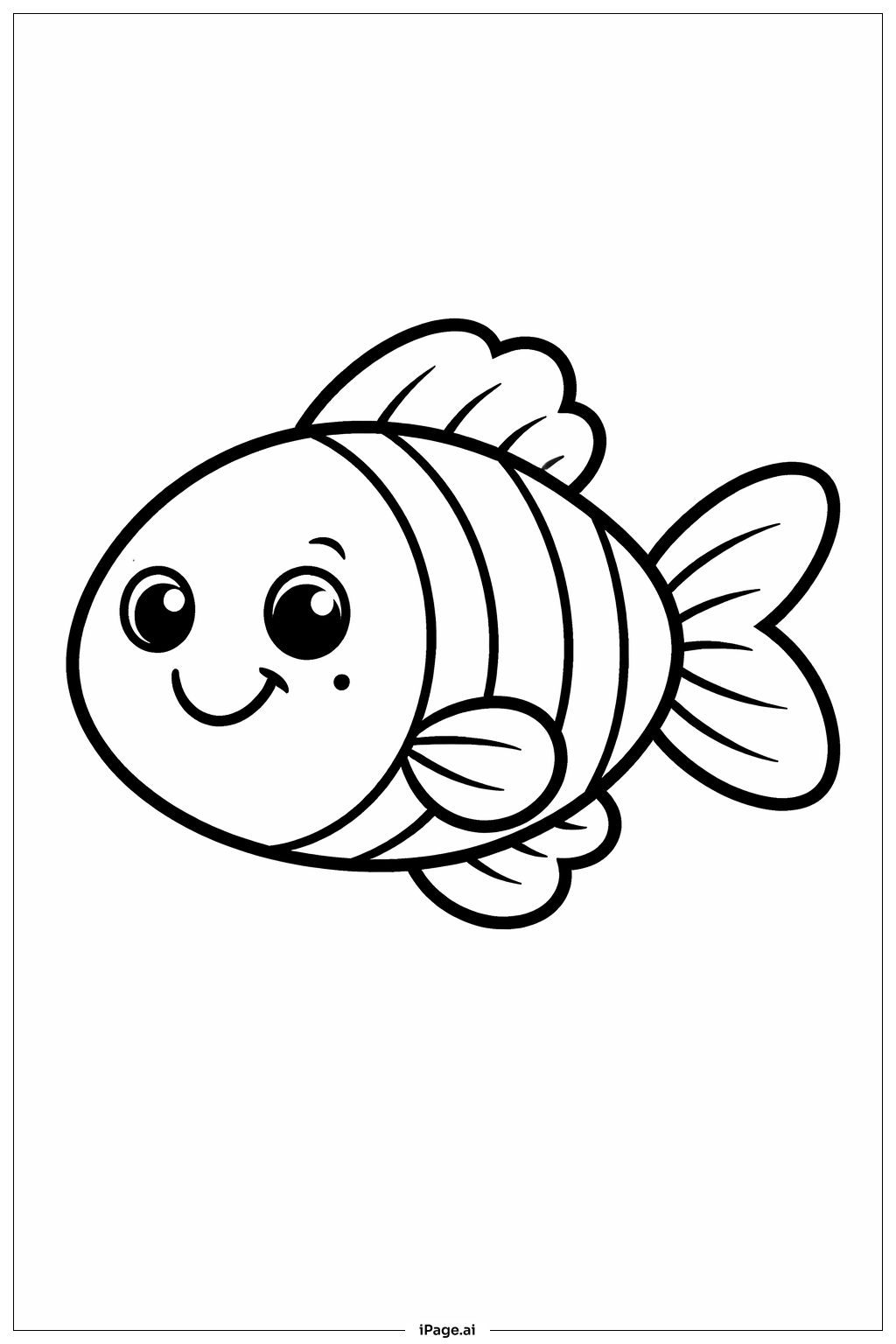  Página para colorear de Pez Sonriente del Océano 