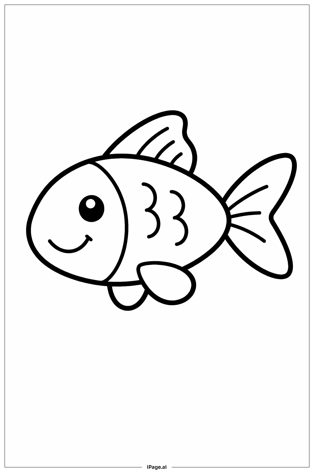  Página para colorear de Pez sonriente del océano 