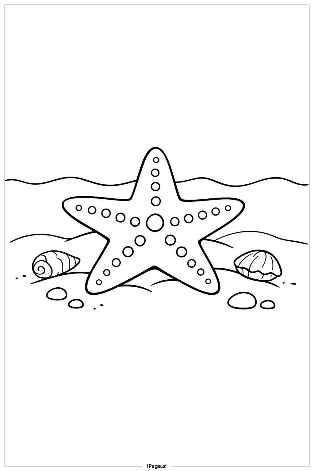  Página para colorear de Estrella de mar en la arena 