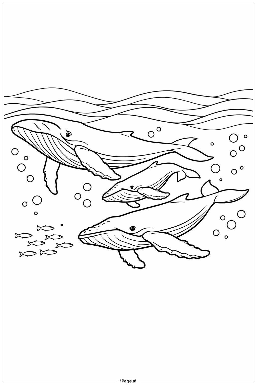 海洋鯨魚家庭之旅著色頁