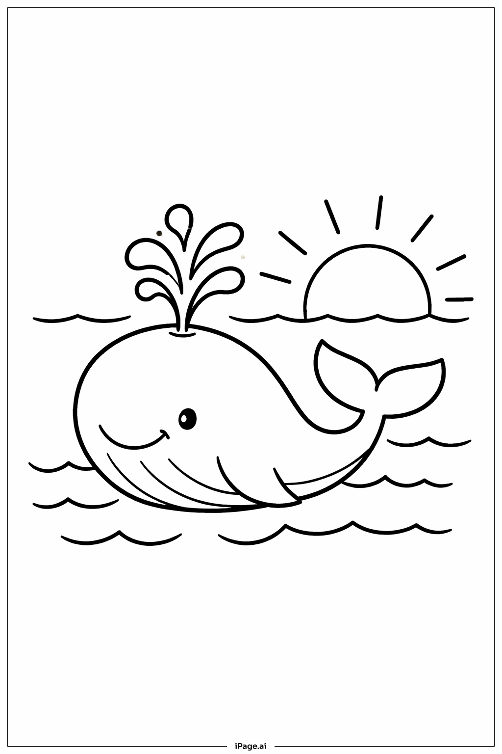  Página para colorear de Chorro de Ballena en el Océano 