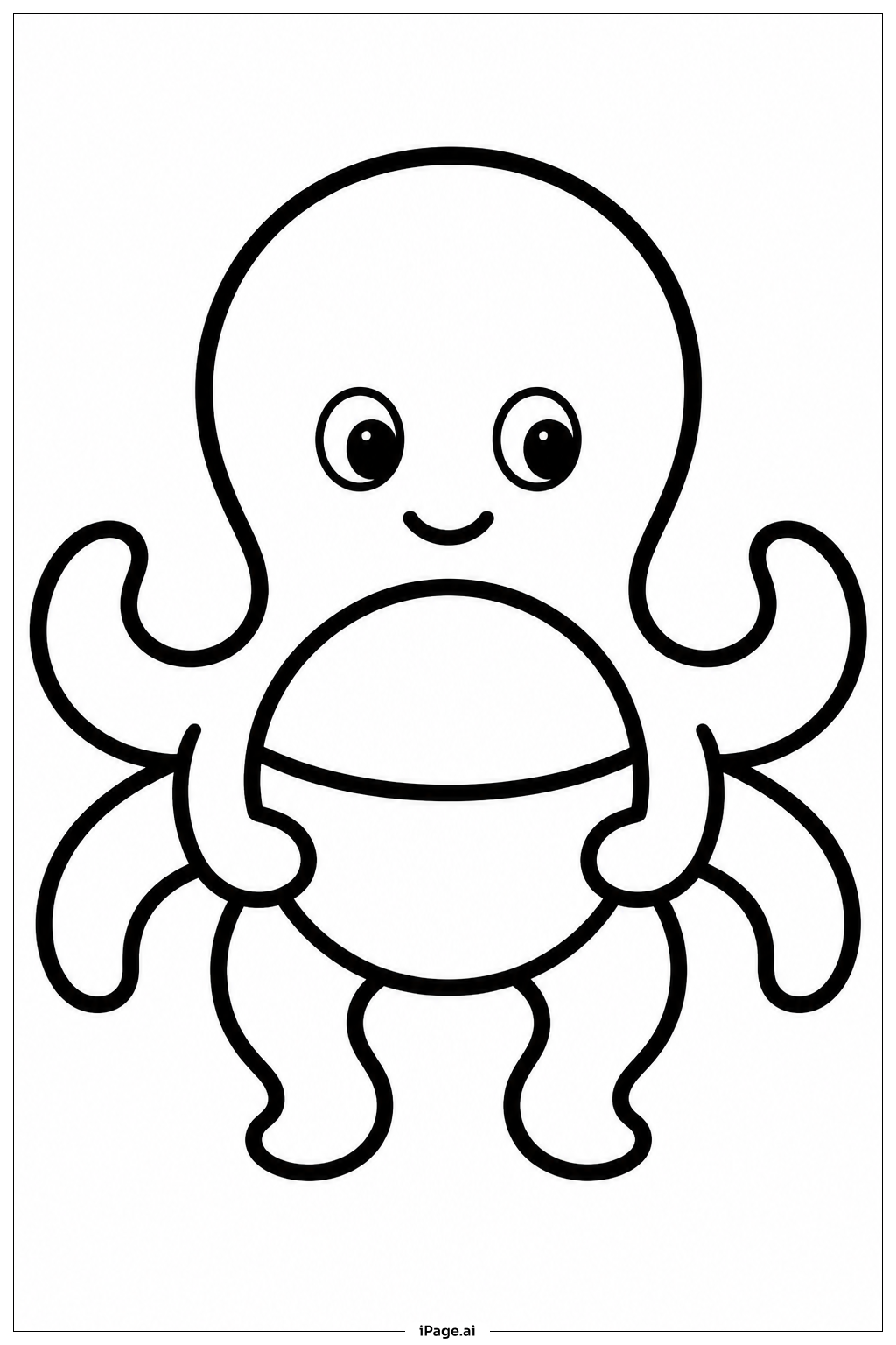 ボールを持つタコの塗り絵ページ