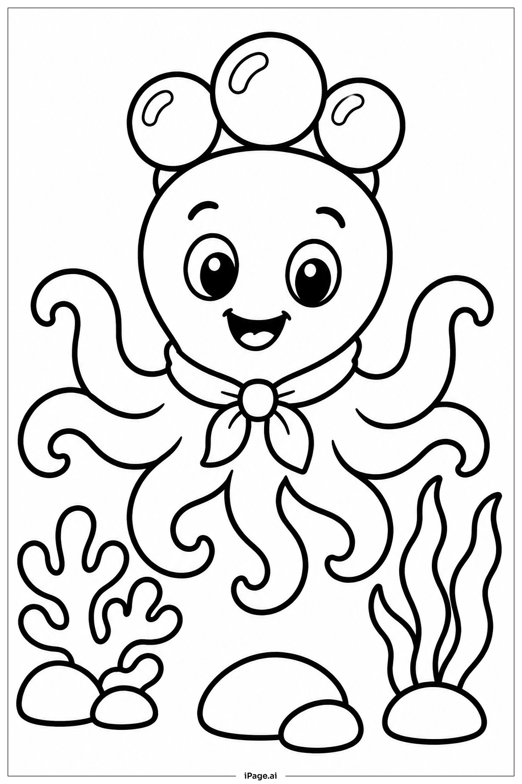 Oktopus mit Blasenkrone Ausmalseite