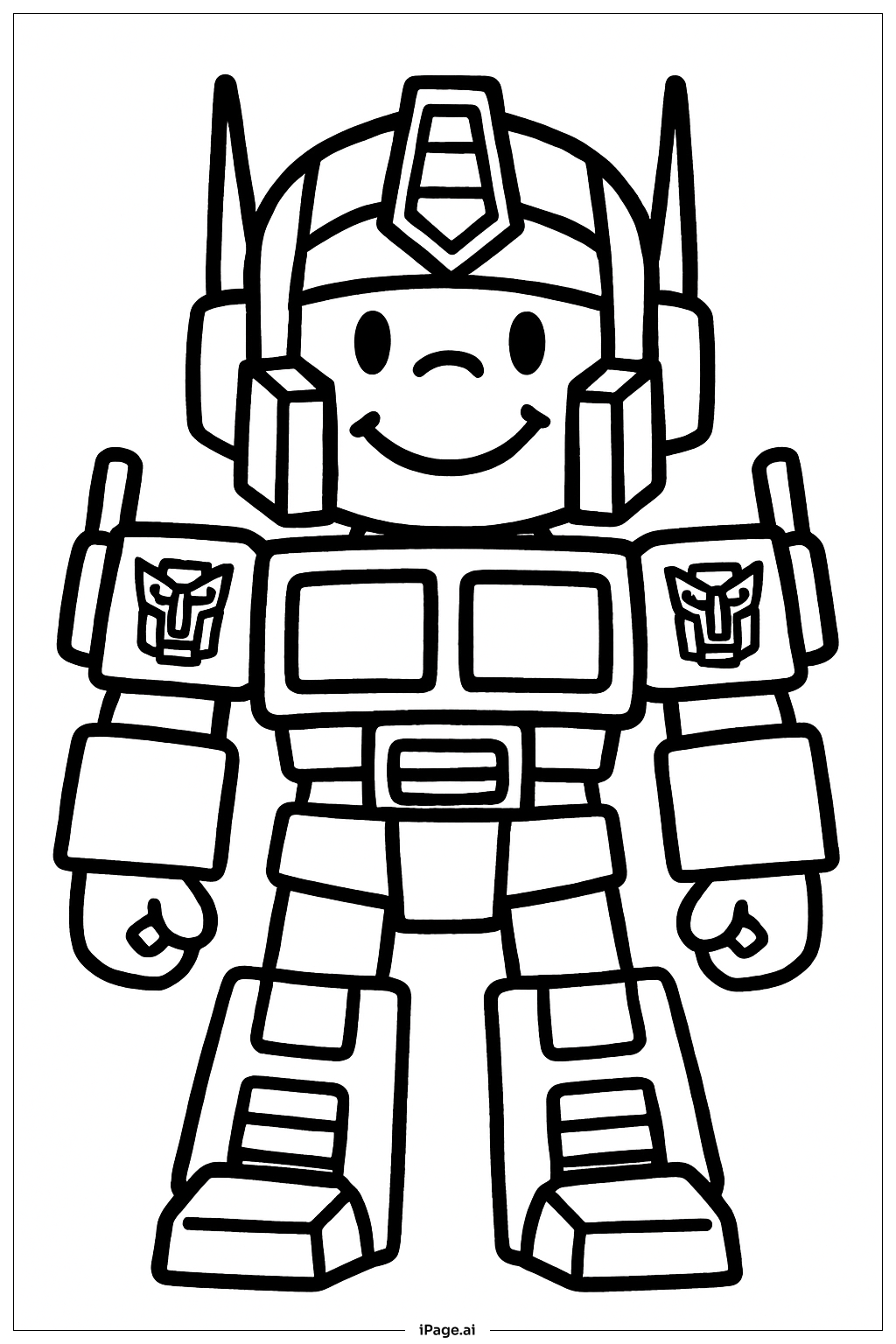  Página para colorir de Optimus Prime Grande Sorriso Amigável 