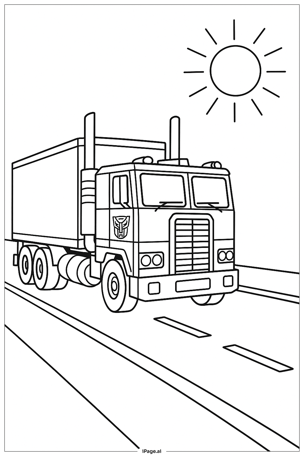 Optimus Prime Driving Truck Coloring Page