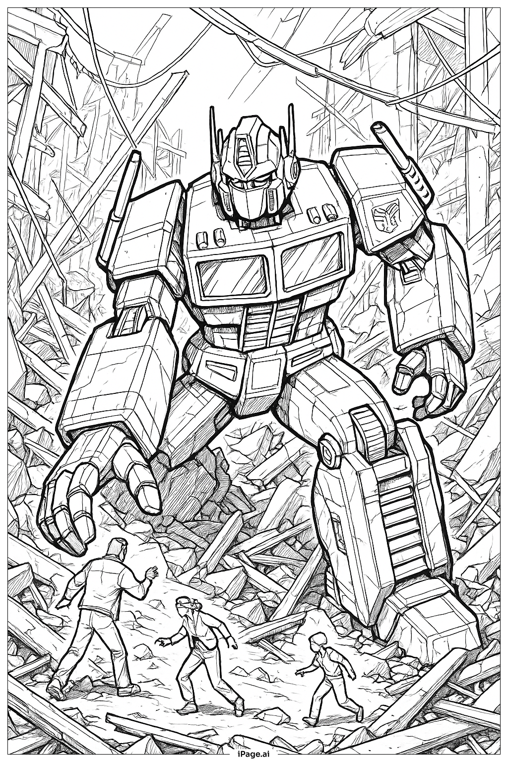  Optimus Prime Epische Rettungsmission Ausmalseite 