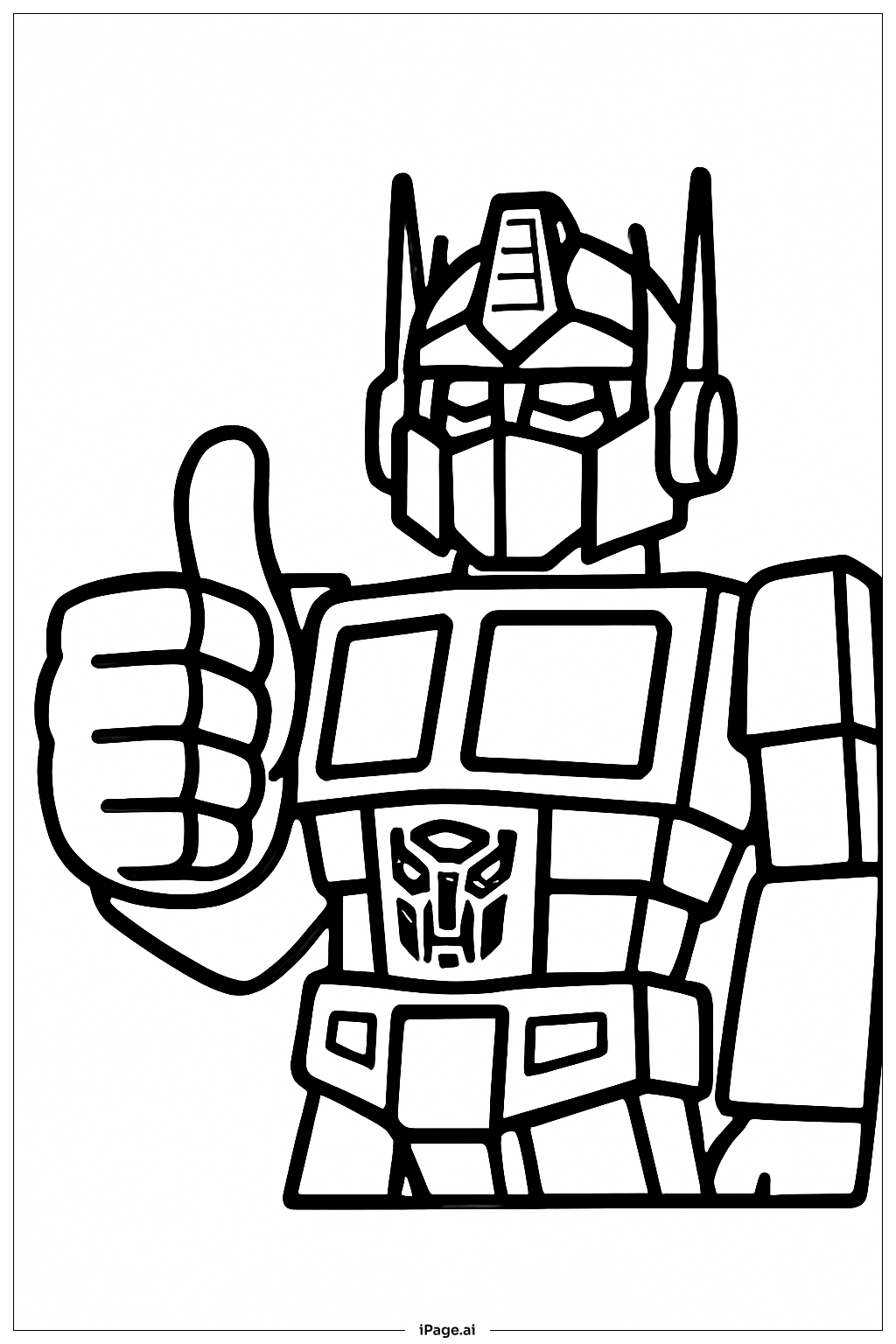  Página para colorir de Optimus Prime Fazendo Joinha 